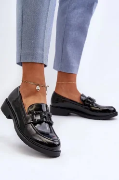 Lakierowane Mokasyny Damskie Z Ozdobą S.Barski HY371A