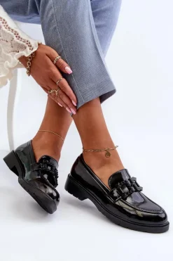 Lakierowane Mokasyny Damskie Z Ozdobą S.Barski HY371A