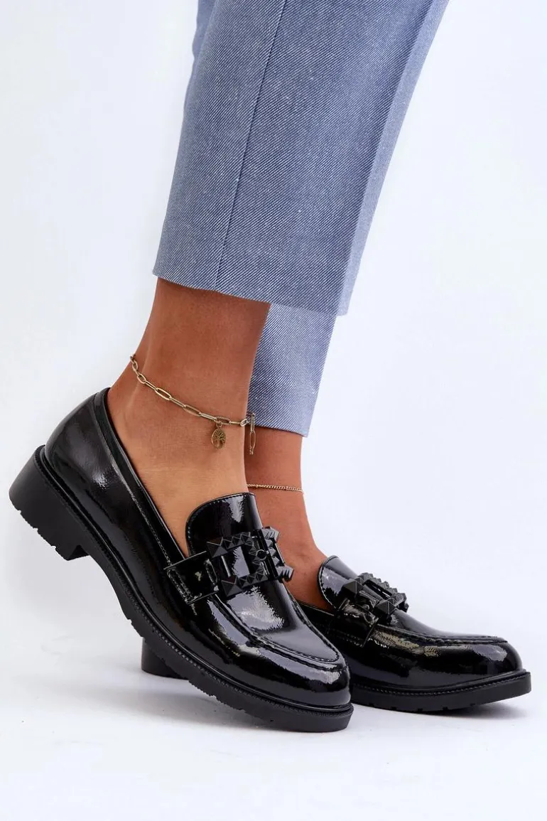 Lakierowane Mokasyny Damskie Z Ozdobą S.Barski HY371A