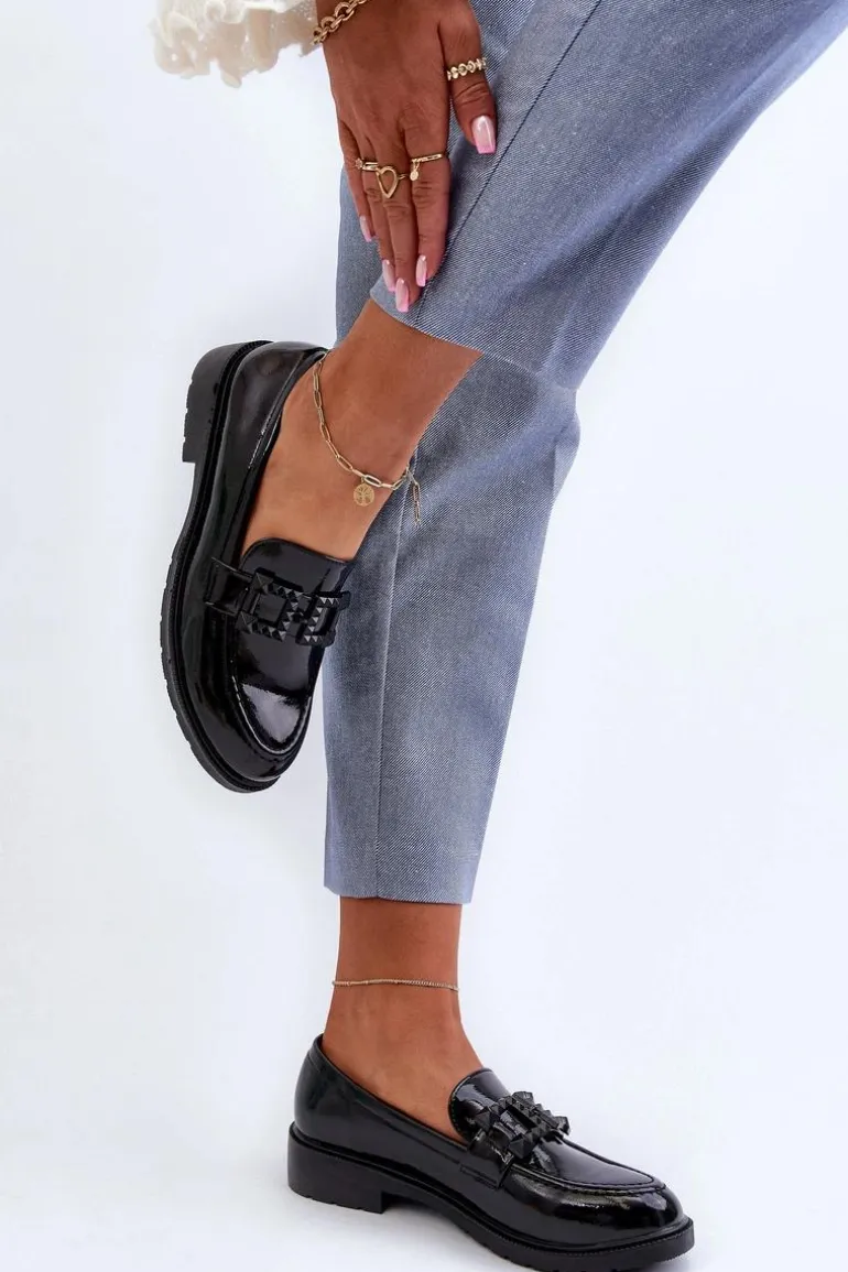 Lakierowane Mokasyny Damskie Z Ozdobą S.Barski HY371A