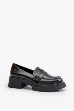 Lakierowane Mokasyny Loafersy Damskie D&A JC42-62 Czarne