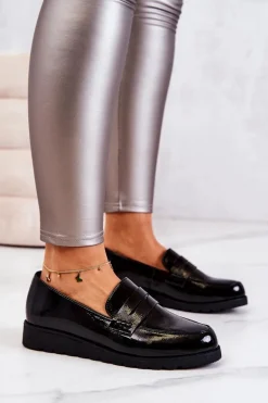 Lakierowane Mokasyny Na Koturnie La.Fi Czarne Alannah