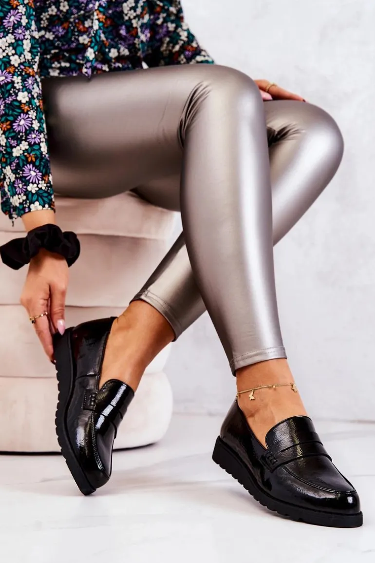 Lakierowane Mokasyny Na Koturnie La.Fi Czarne Alannah