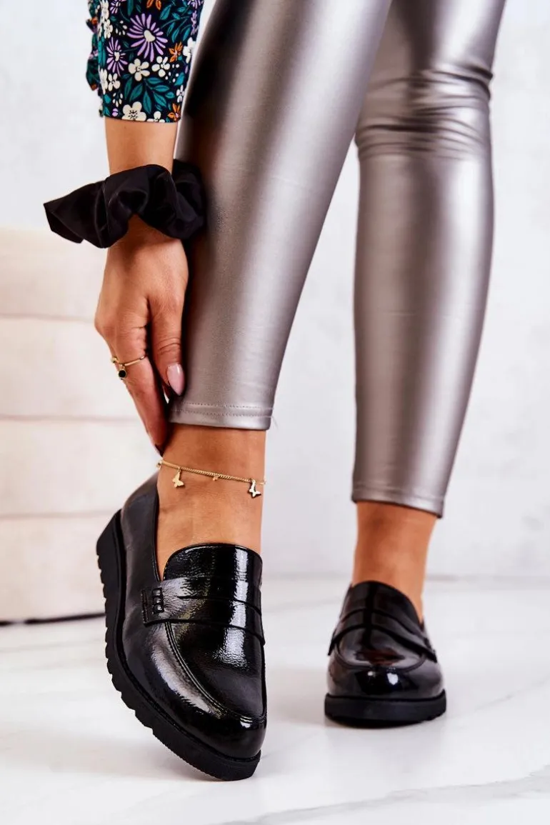 Lakierowane Mokasyny Na Koturnie La.Fi Czarne Alannah