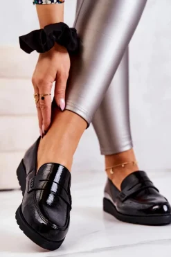 Lakierowane Mokasyny Na Koturnie La.Fi Czarne Alannah