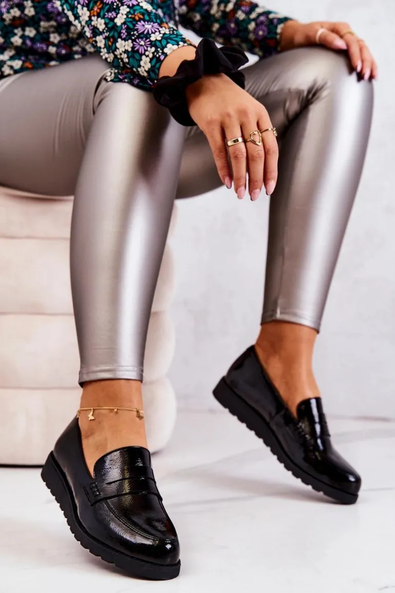 Lakierowane Mokasyny Na Koturnie La.Fi Czarne Alannah