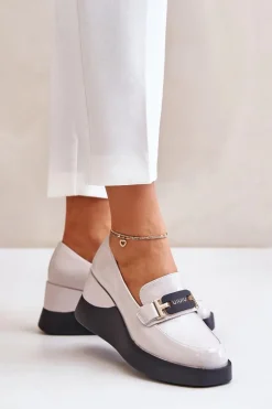 Lakierowane Mokasyny Na Koturnie Vinceza 58337 Szare