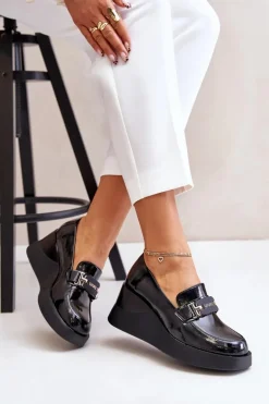 Lakierowane Mokasyny Na Koturnie Vinceza 58337 Czarne