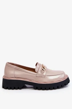Lakierowane Mokasyny Na Platformie Beżowe Ronin