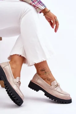 Lakierowane Mokasyny Na Platformie Beżowe Ronin