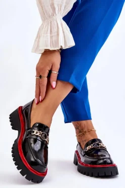 Lakierowane Mokasyny Na Platformie Czarne Ronin