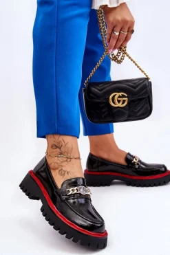 Lakierowane Mokasyny Na Platformie Czarne Ronin