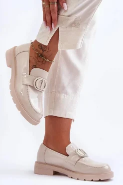 Lakierowane Mokasyny Na Platformie Beżowe Jarren