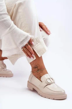 Lakierowane Mokasyny Na Platformie Beżowe Jarren