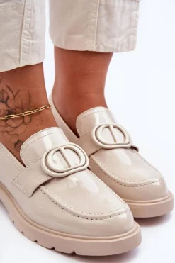 Lakierowane Mokasyny Na Platformie Beżowe Jarren