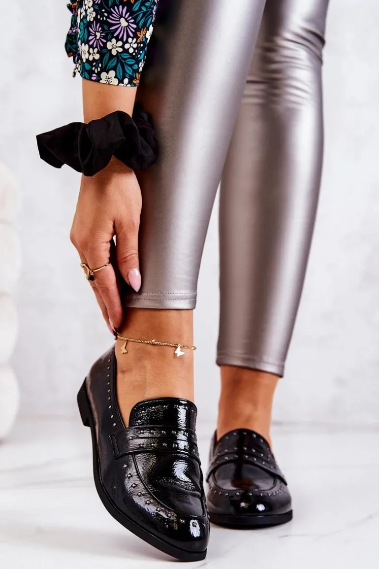 Lakierowane Mokasyny Z Dżetami La.Fi 210016B-LA Czarne