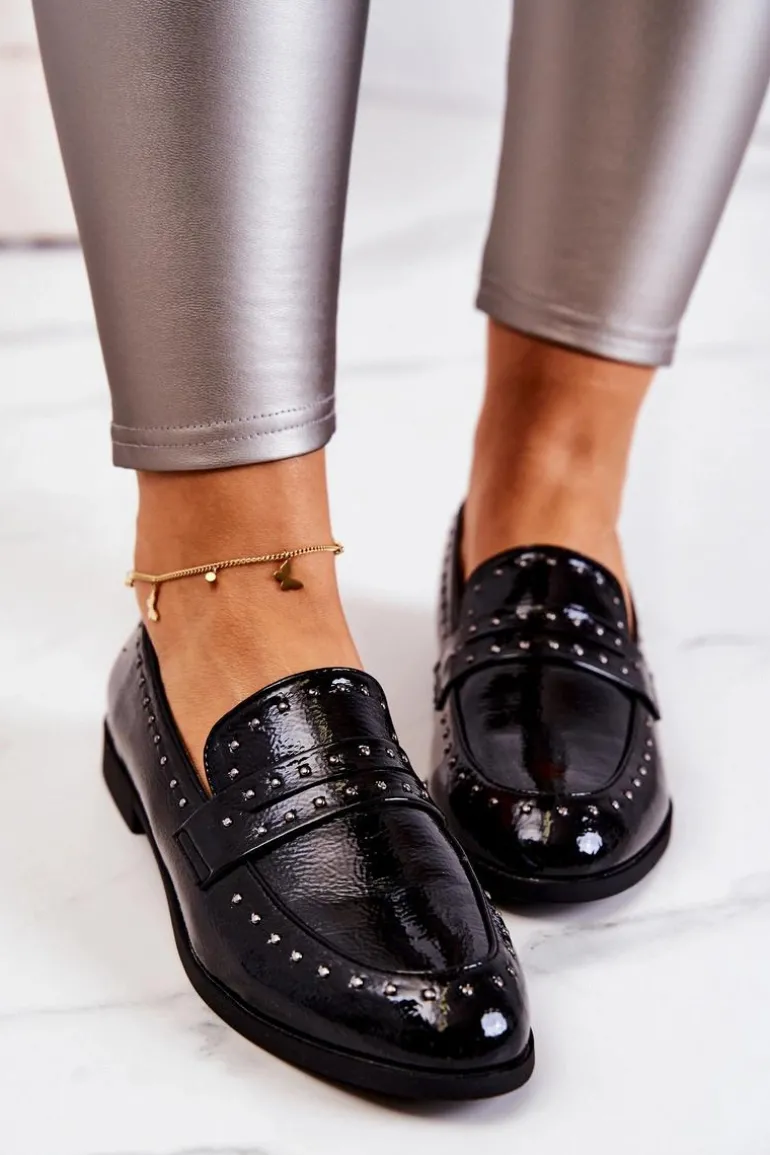 Lakierowane Mokasyny Z Dżetami La.Fi 210016B-LA Czarne