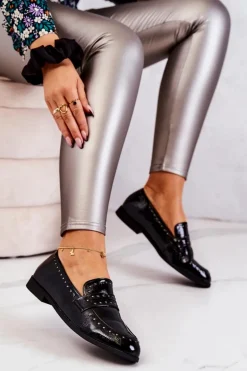 Lakierowane Mokasyny Z Dżetami La.Fi 210016B-LA Czarne