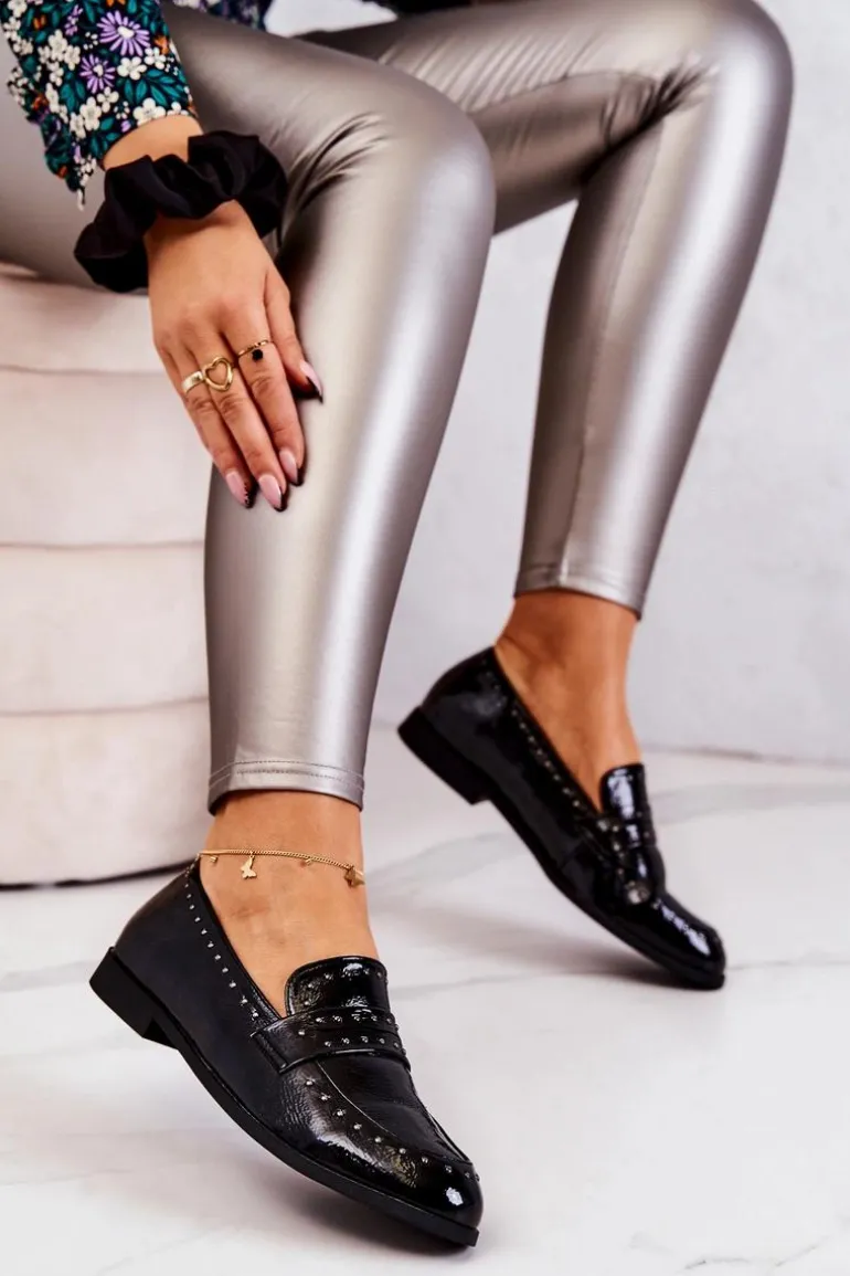 Lakierowane Mokasyny Z Dżetami La.Fi 210016B-LA Czarne