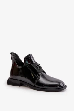 Lakierowane Półbuty Damskie Wsuwane Ze Skóry Naturalnej Czarne Vinceza 91120