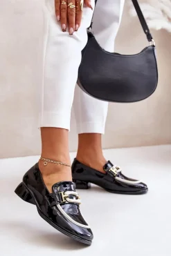 Lakierowane Półbuty Damskie Na Klocku Artiker 55C0104 Czarne