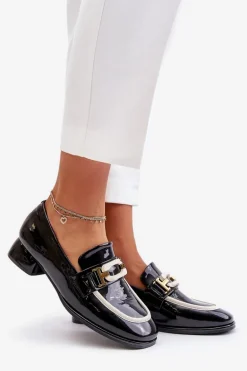 Lakierowane Półbuty Damskie Na Klocku Artiker 55C0104 Czarne