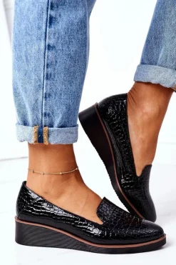 Lakierowane Półbuty Na Koturnie Vinceza 10675 Czarne