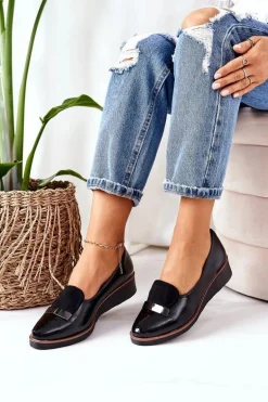 Lakierowane Półbuty Na Koturnie POTOCKI 12032 Czarne