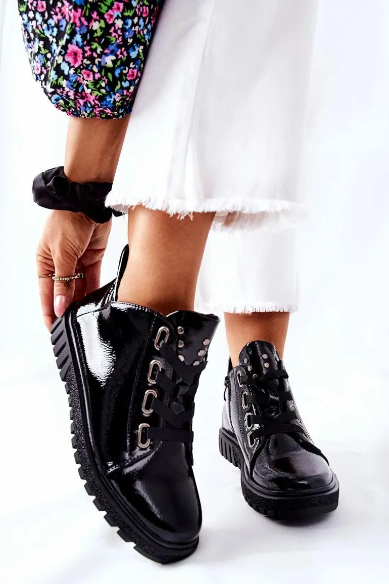 Lakierowane Półbuty Sergio Leone PB210 Czarne