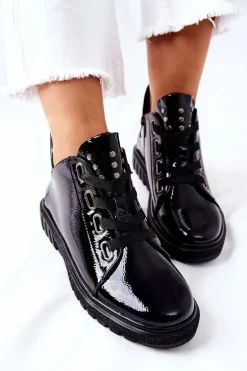 Lakierowane Półbuty Sergio Leone PB210 Czarne