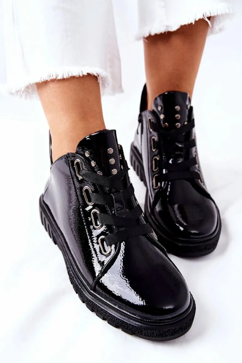 Lakierowane Półbuty Sergio Leone PB210 Czarne