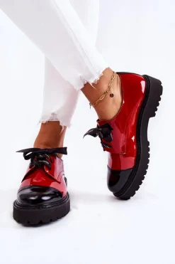 Lakierowane Półbuty Wiązane Laura Messi 2441 Czerwone