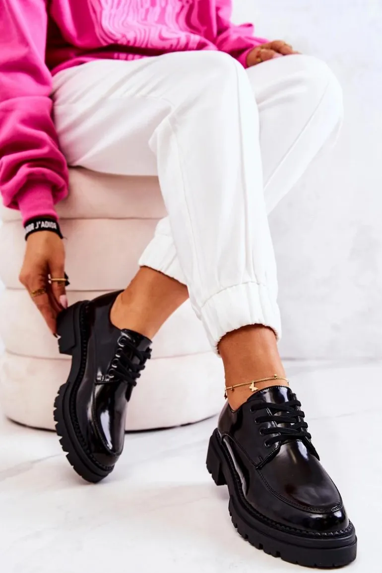 Lakierowane Półbuty Wiązane La.Fi Czarne Joselin