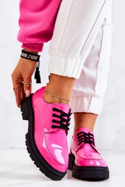 Lakierowane Półbuty Wiązane La.Fi Różowe Joselin