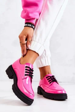 Lakierowane Półbuty Wiązane La.Fi Różowe Joselin