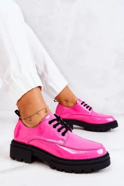 Lakierowane Półbuty Wiązane La.Fi Różowe Joselin