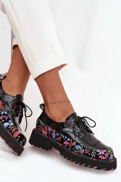 Lakierowane Półbuty Z Naturalnej Skóry Ze Wzorem Artiker 57C0174 Czarne