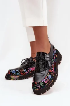 Lakierowane Półbuty Z Naturalnej Skóry Ze Wzorem Artiker 57C0174 Czarne