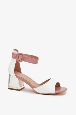 Lakierowane Sandały Damskie Na Słupku Białe Zennia