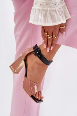 Lakierowane Sandały Damskie Na Słupku Vinceza 20266 Różowe