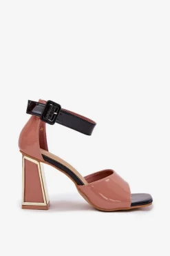 Lakierowane Sandały Damskie Na Słupku Vinceza 20266 Różowe