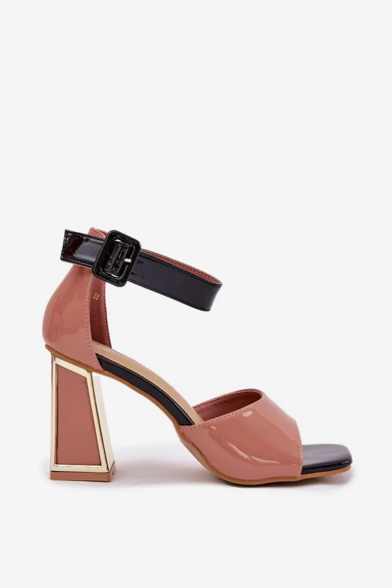 Lakierowane Sandały Damskie Na Słupku Vinceza 20266 Różowe