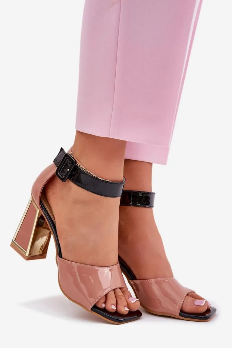 Lakierowane Sandały Damskie Na Słupku Vinceza 20266 Różowe