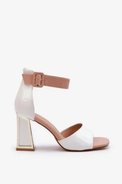 Lakierowane Sandały Na Słupku Białe Adrianu