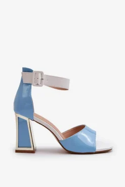 Lakierowane Sandały Na Słupku Niebieskie Adrianu