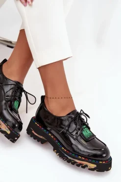 Lakierowane Skórzane Półbuty Damskie Artiker 57C0172 Czarne