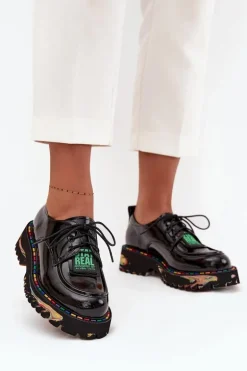 Lakierowane Skórzane Półbuty Damskie Artiker 57C0172 Czarne