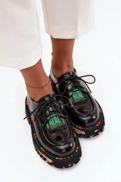 Lakierowane Skórzane Półbuty Damskie Artiker 57C0172 Czarne