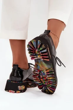 Lakierowane Skórzane Półbuty Damskie Artiker 57C0172 Czarne