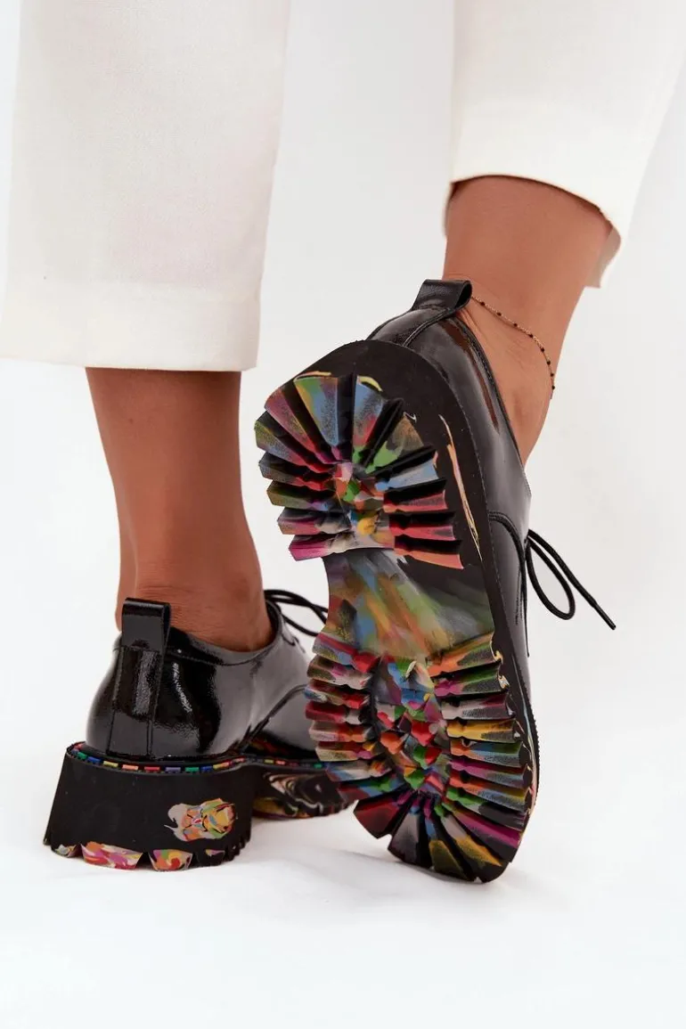 Lakierowane Skórzane Półbuty Damskie Artiker 57C0172 Czarne